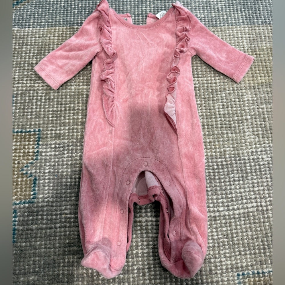 Pink Corduroy Ruffled Kids One Piece